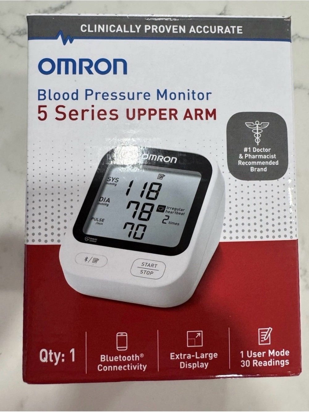 Omron 5 Series BP7255 Bluetooth Upper Arm Blood Pressure Monitor New Open Box